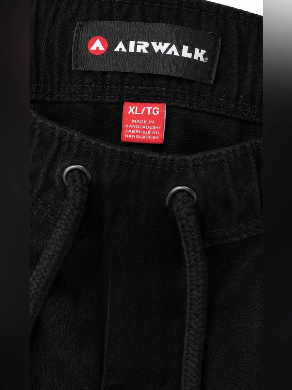 Airwalk Black Cargo Drawstring Jogger Pants Mens Stretch Utility Streetwear XL